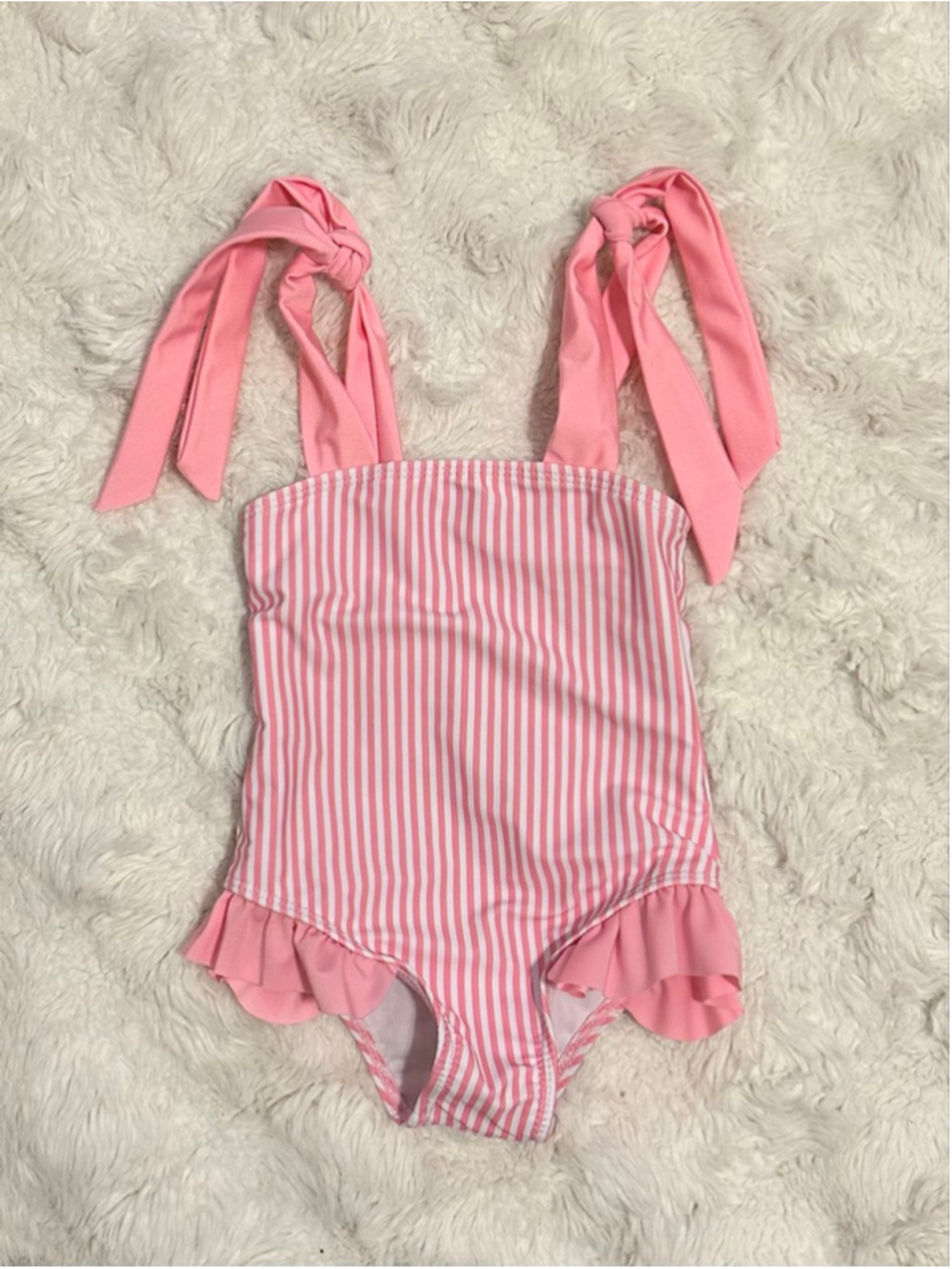 Baby Unbranded One Piece Swimsuit 9-12 Months Pink White Striped